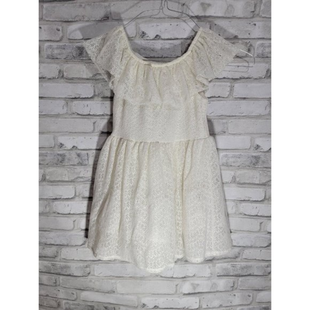 Genuine Kids Osh Kosh Girl's Size 5 Summer Spring Dress Ivory White Lace